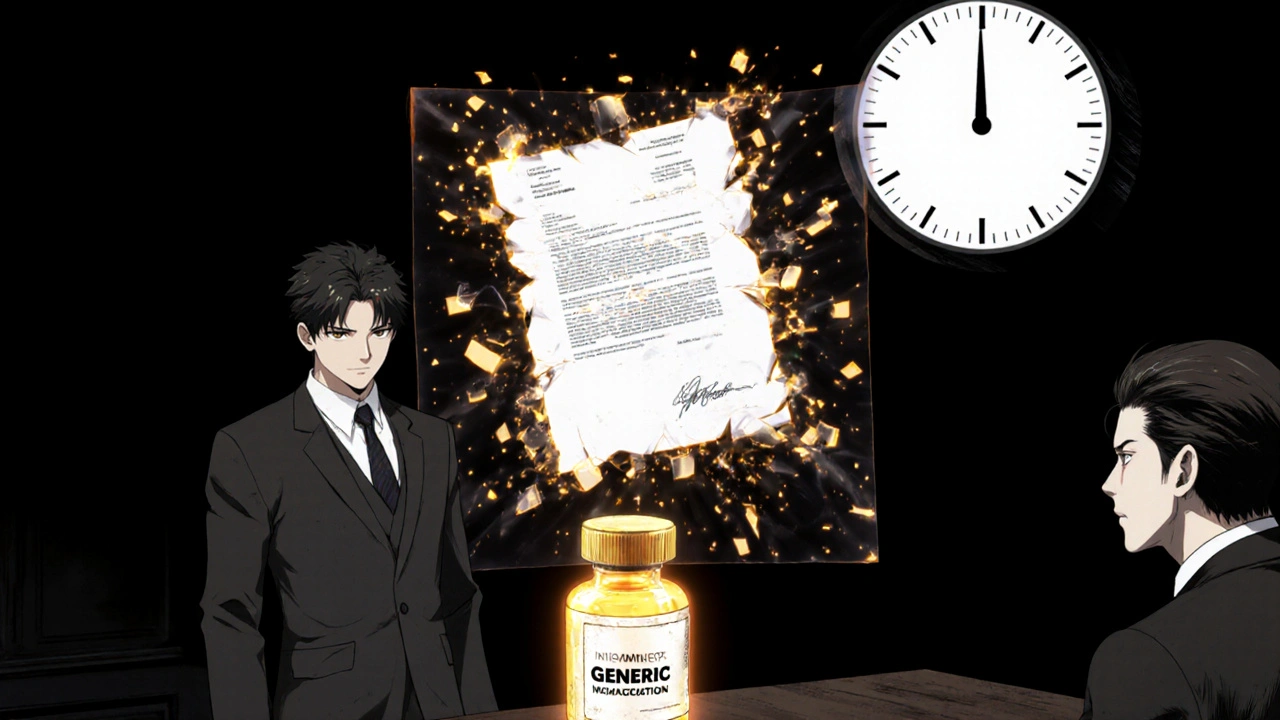 A lawyer watches a patent shatter in court as a generic drug glows with promise.