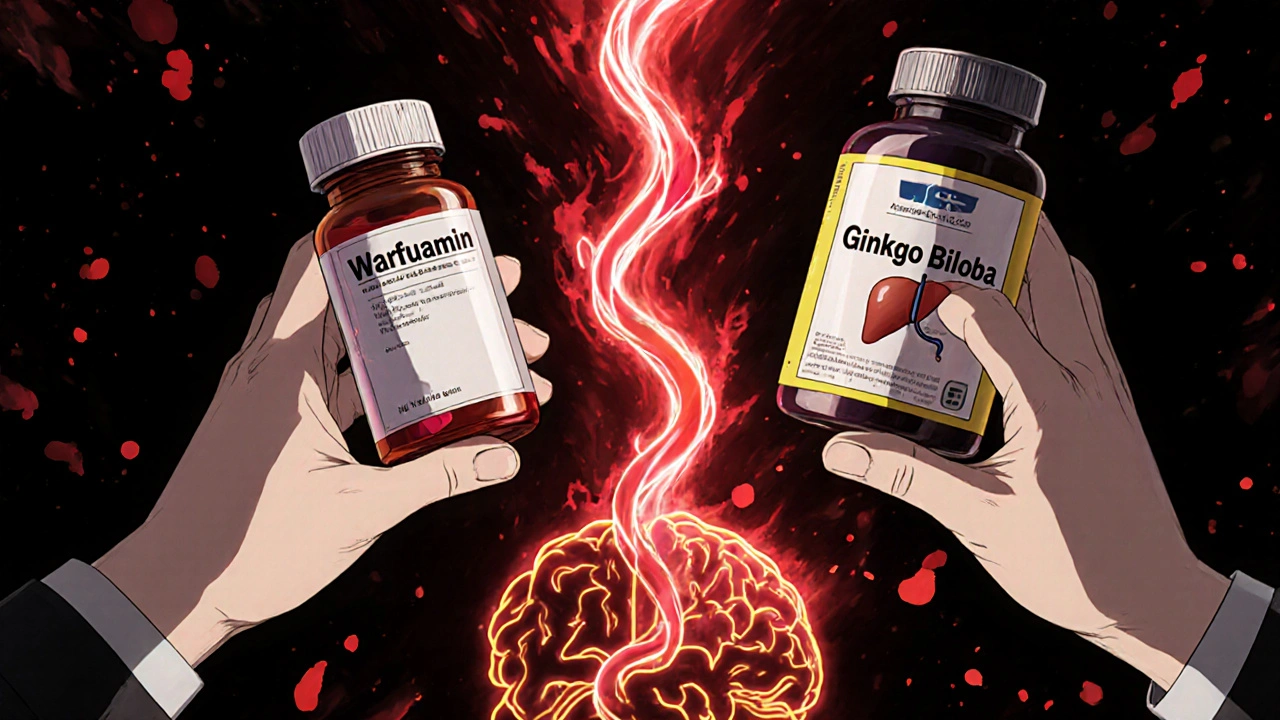 Two hands reach for conflicting medications as red energy tendrils clash around liver and brain icons.